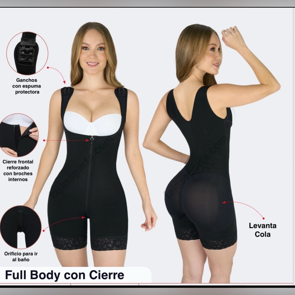 Black Full Body Shapewear faja completa con cierre y broche interno